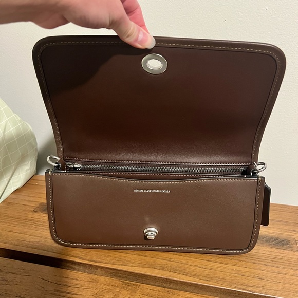 LIKE NEW Coach Dinky Shoulder Bag Leather Silver/Maple 2 Straps CW641 - Picture 8 of 11